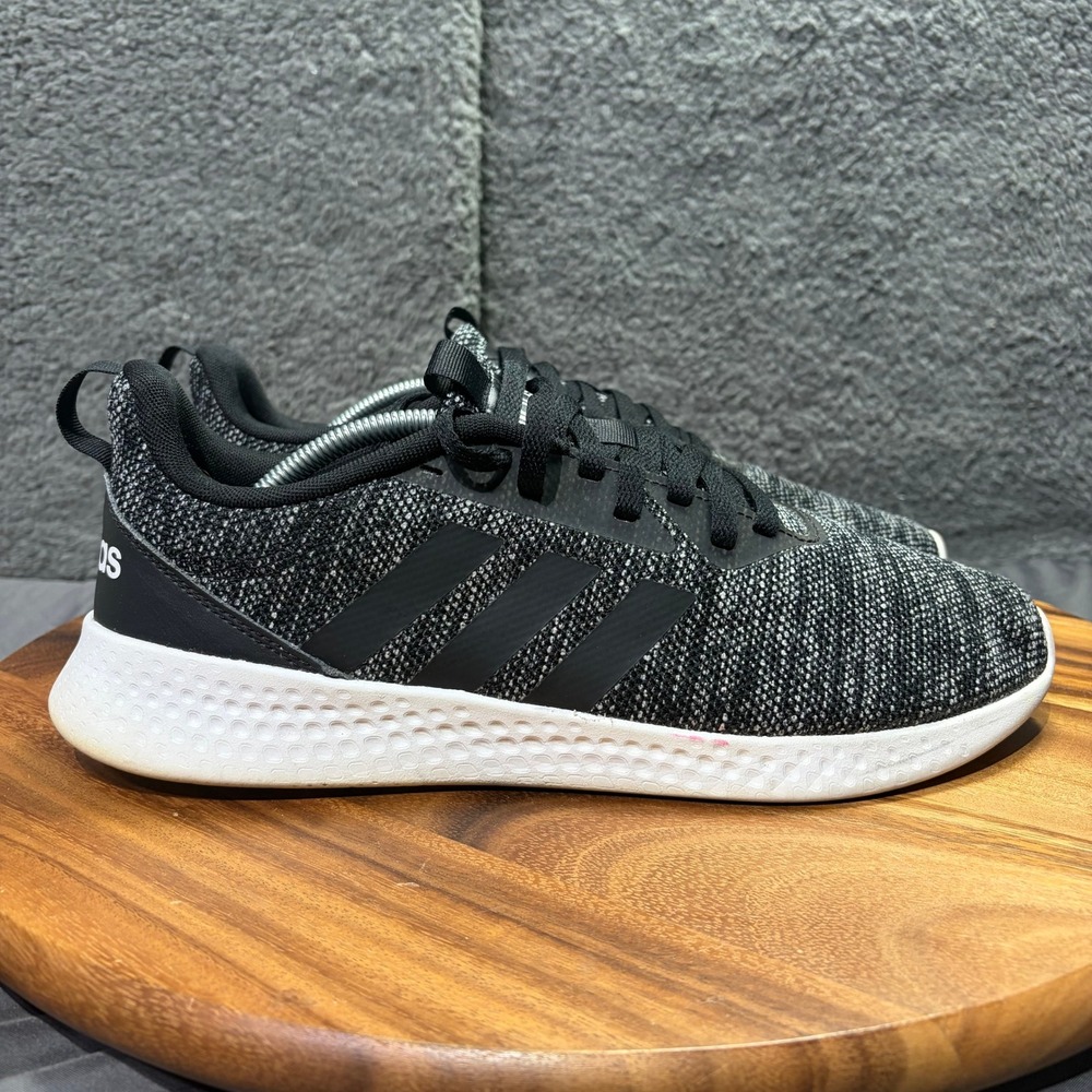 Adidas Fluidstreet Mens Running Shoes Black White Knit Sneakers FX8921 Size 12